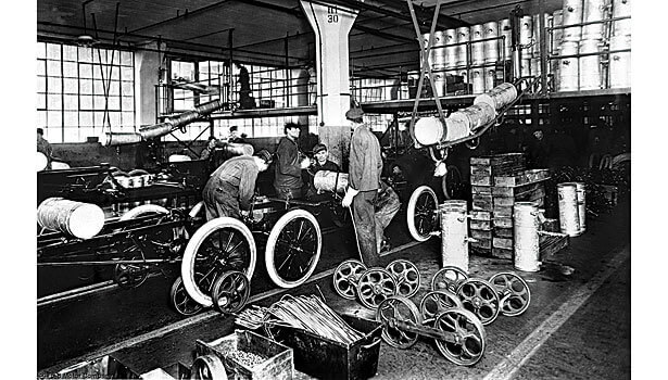 The Ford factory assembly line.